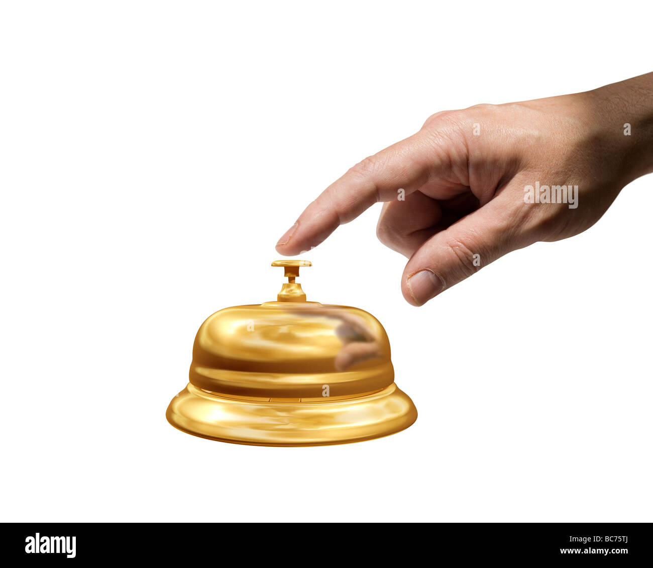 Isolierte Abbildung eines Mannes eine Rezeption läuten Stockfoto