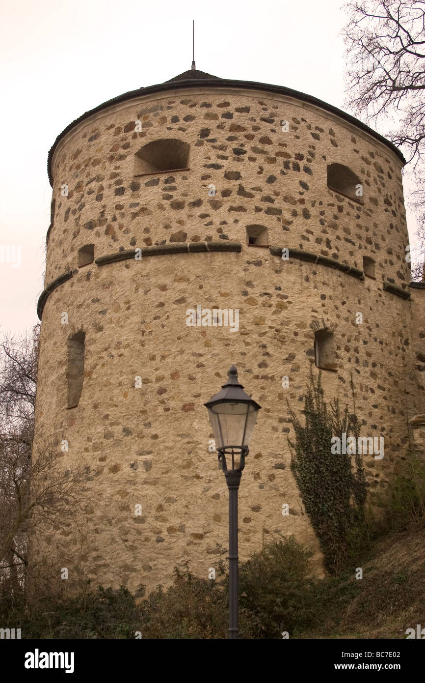Ein Stein Turm in Görlitz, Deutschland. Görlitz ist die Stadt der Türme genannt. Stockfoto