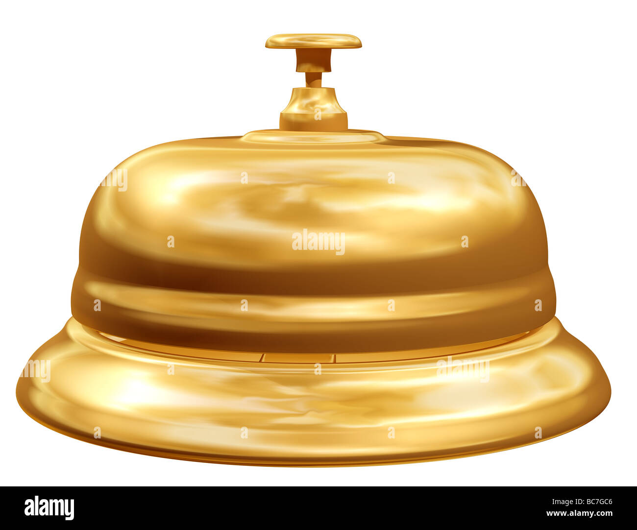 Isolierte Abbildung einer goldenen Rezeption Glocke Stockfoto