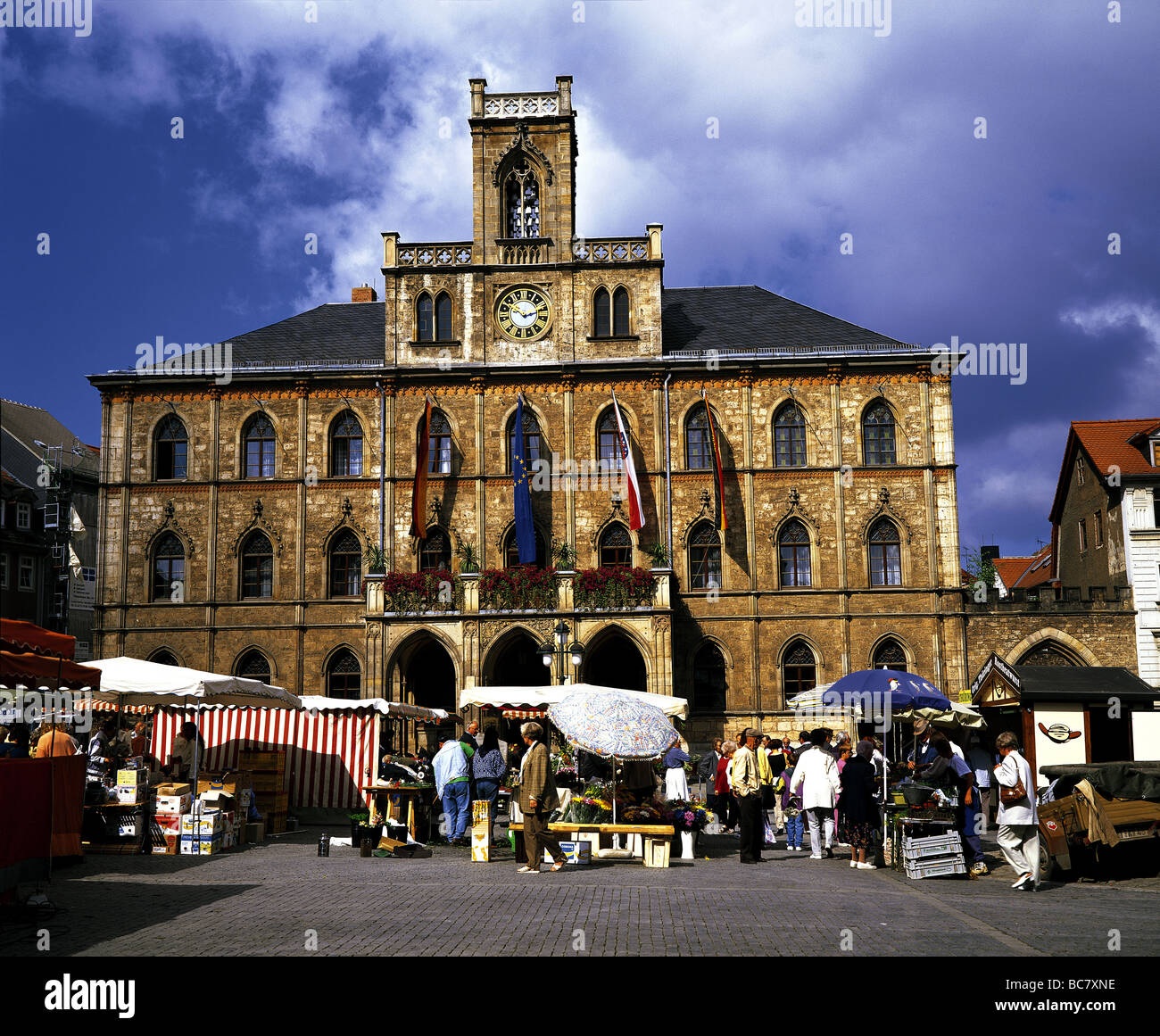 Rathaus und Markt Weimar Deutschland Stockfotografie Alamy