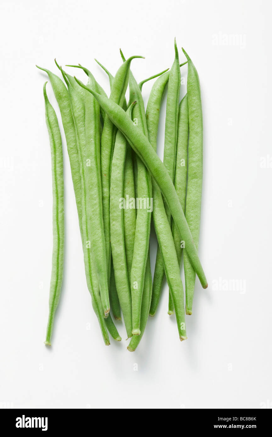 Einige grüne Bohnen (Draufsicht)- Stockfoto