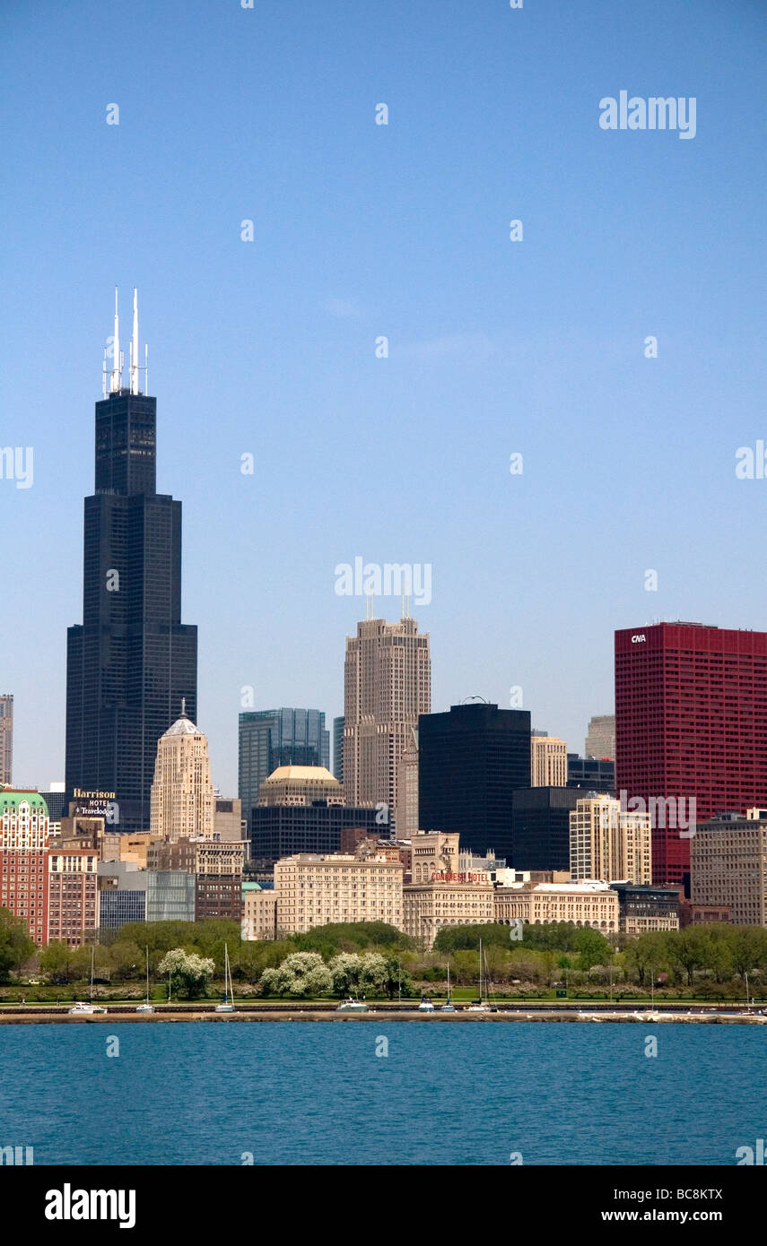 Willis Tower, früher bekannt als der Sears Tower in Chicago Illinois USA gelegen Stockfoto