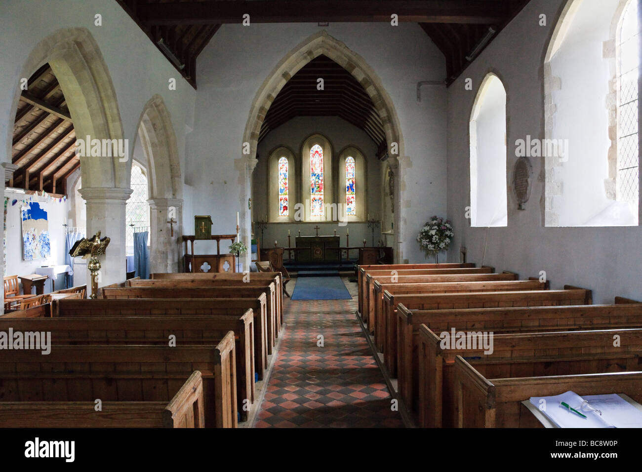 Das Innere des St. Mary s Kirche Chidham West Sussex UK Stockfoto