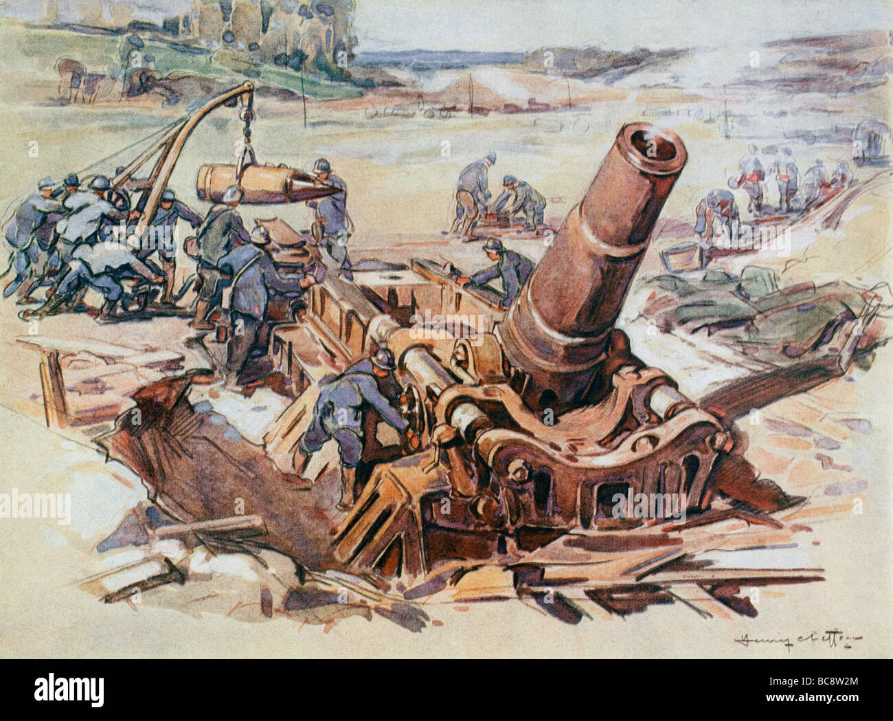 Französische Armee 370mm Mörtel im ersten Weltkrieg Stockfoto
