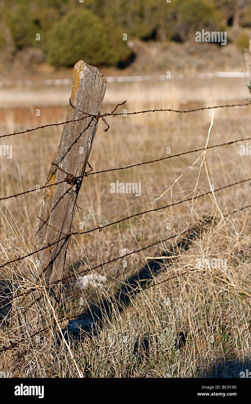 Western Colorado Ranchland mit Holzzäunen Stockfoto