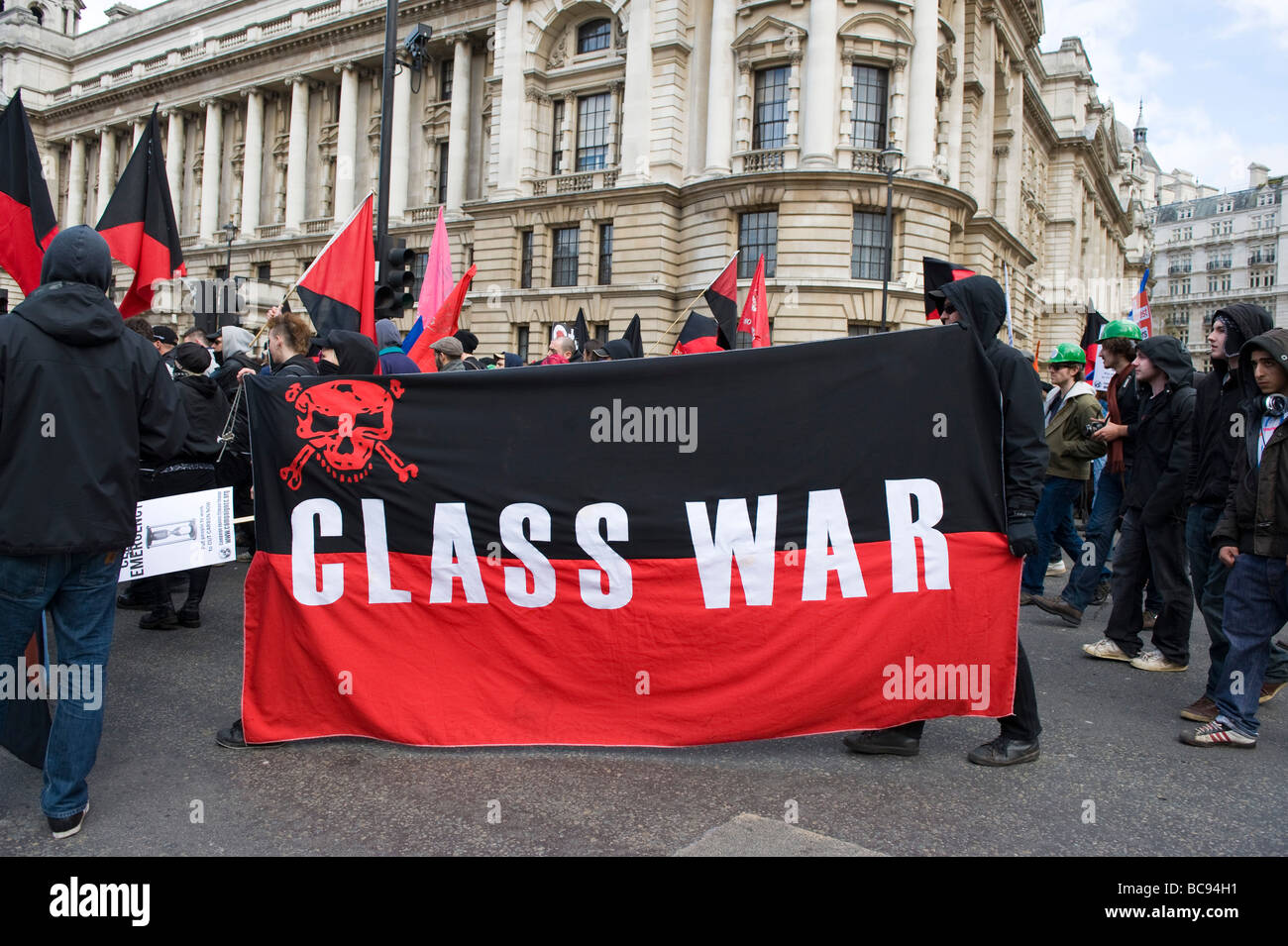Marsch für Arbeitsplätze, Gerechtigkeit und Klima vor dem G20-Gipfel in London, Klassenkampf-Gruppe Stockfoto