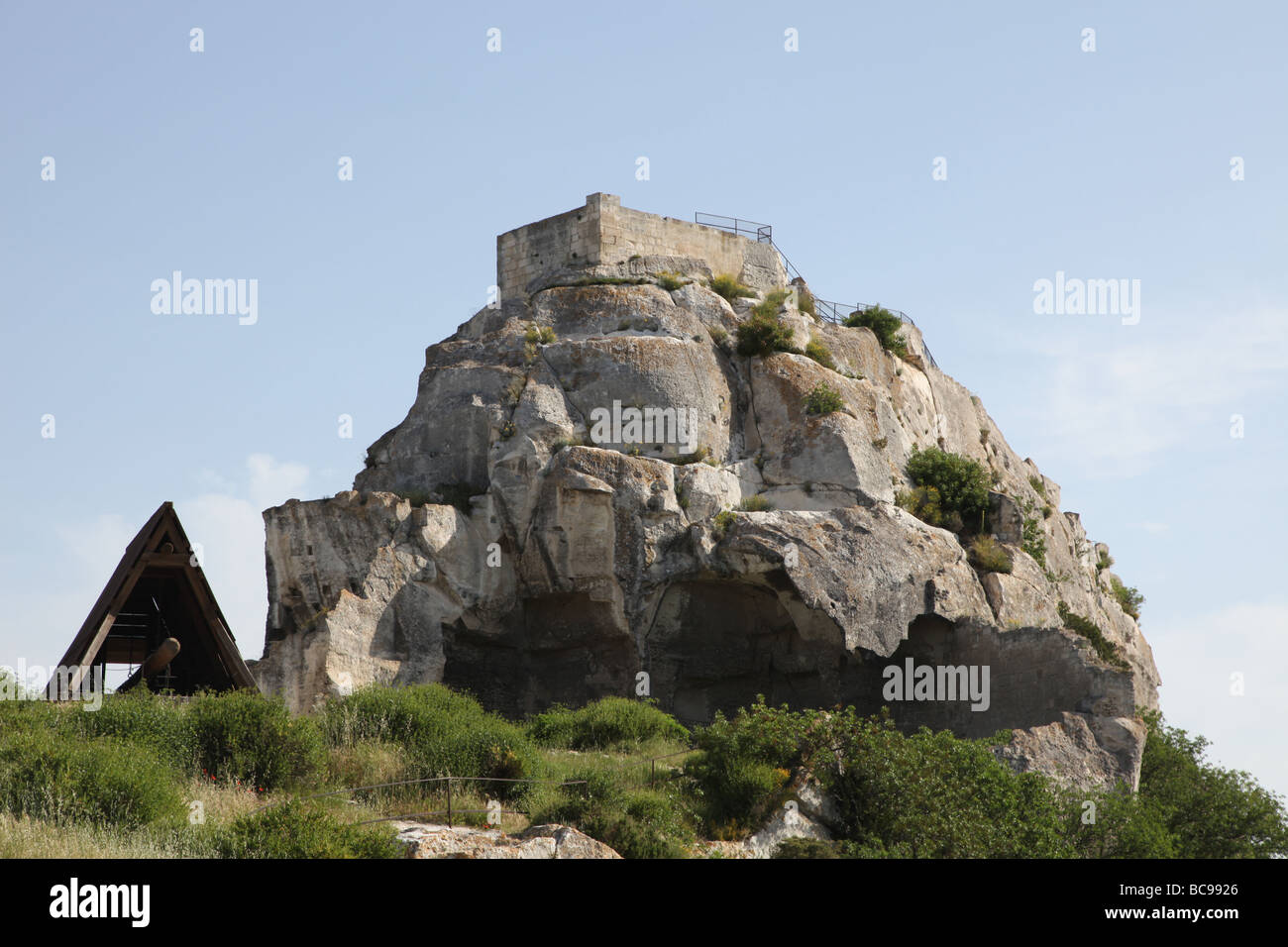 Le Baux de Provence Lookout und Rammbock Stockfoto