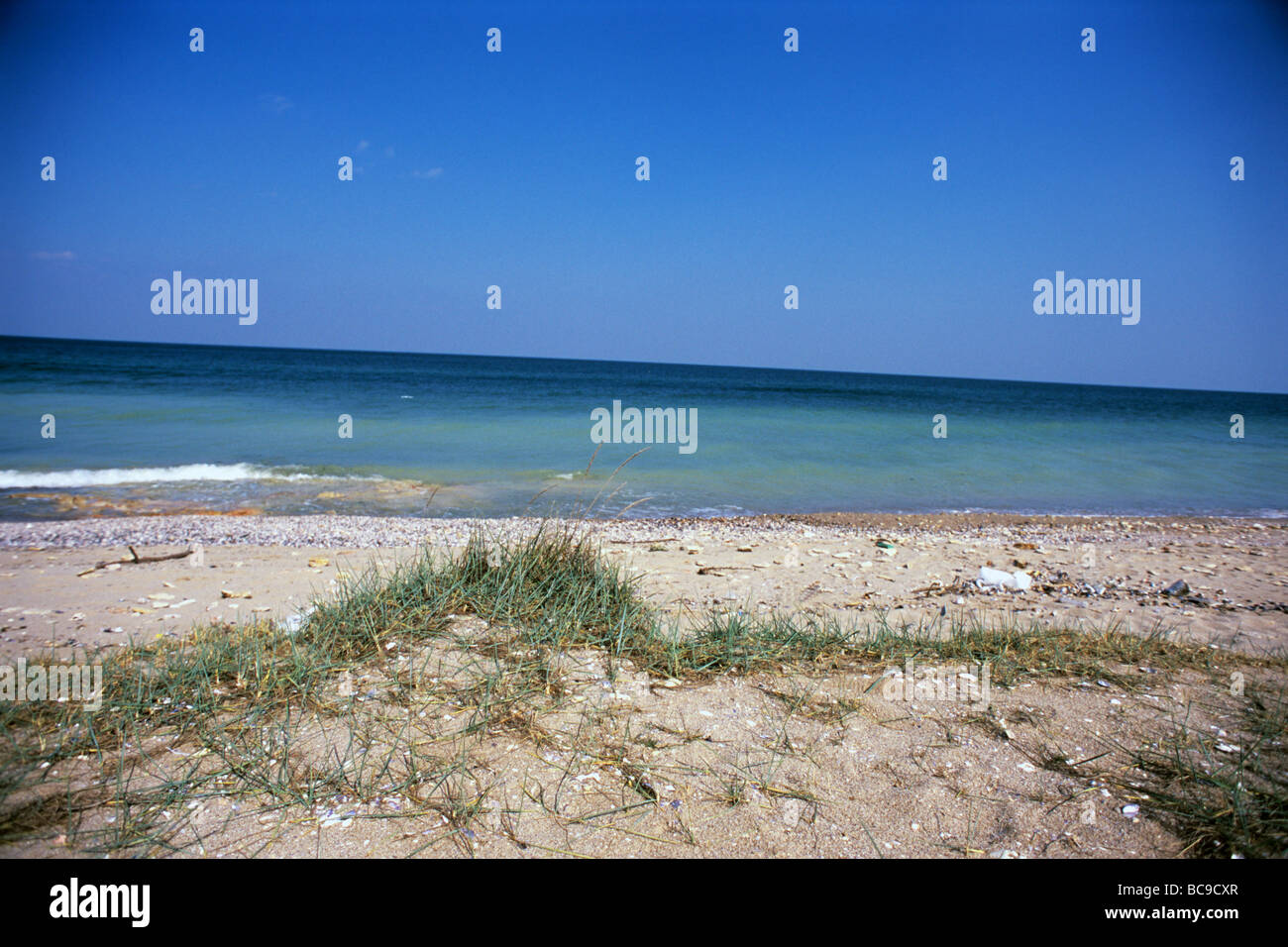 Landschaft mit schwarzen Meer und blauer Himmel Stockfoto