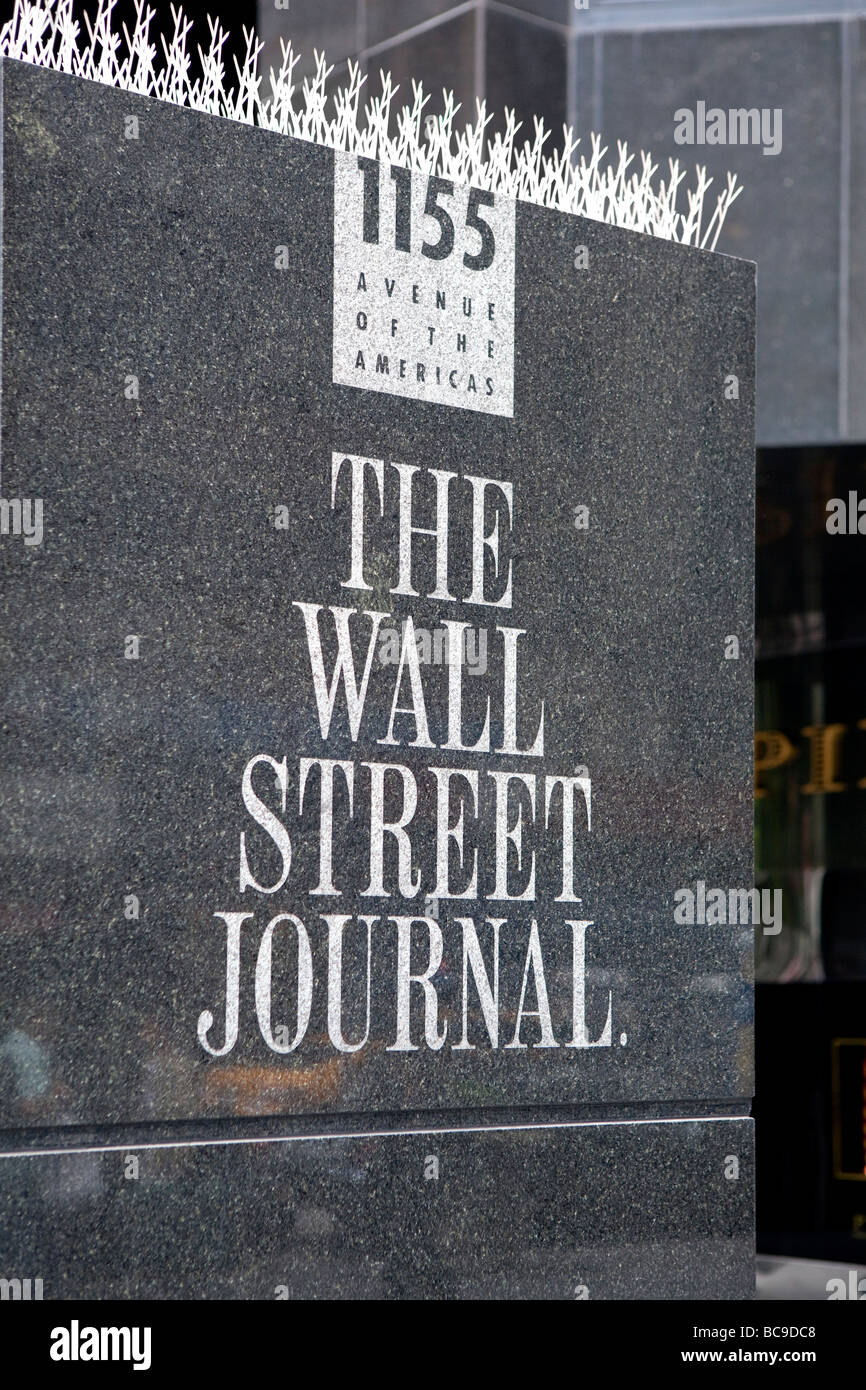 Das Wall Street Journal Front NYC Stockfoto