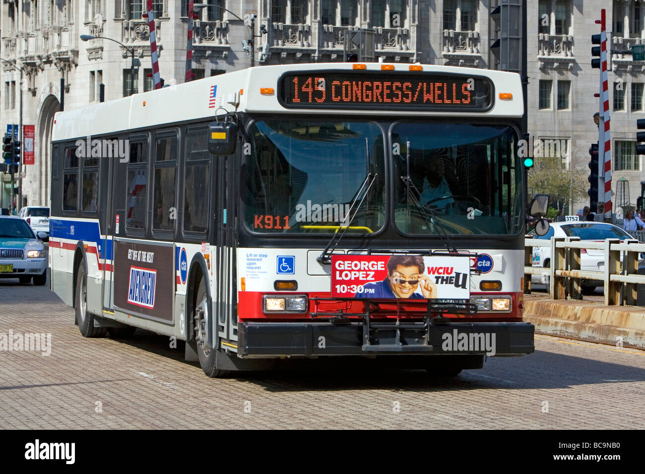 Diesel-öffentliche Stadtbus in Chicago Illinois USA Stockfoto