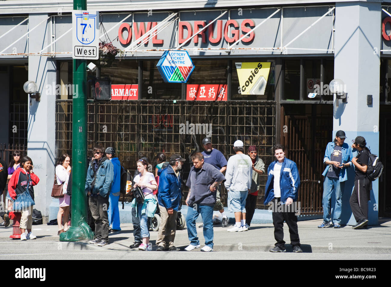 Leben auf der Straße im Bereich Ost-Seite des Vancouver British Columbia Kanada Stockfoto