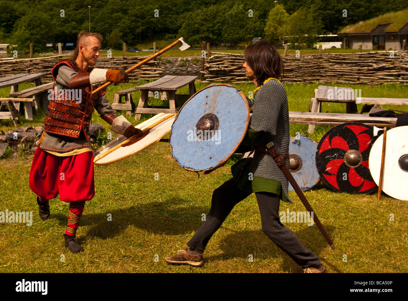 Wikinger Reenactment, Gudvangen, Norwegen Stockfoto