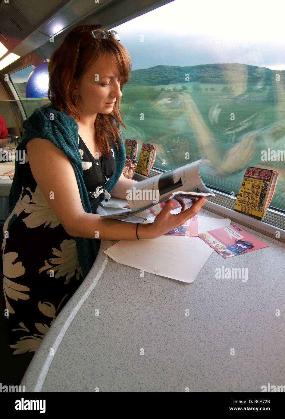 Reisen im TGV Restaurant Trainer Stockfoto