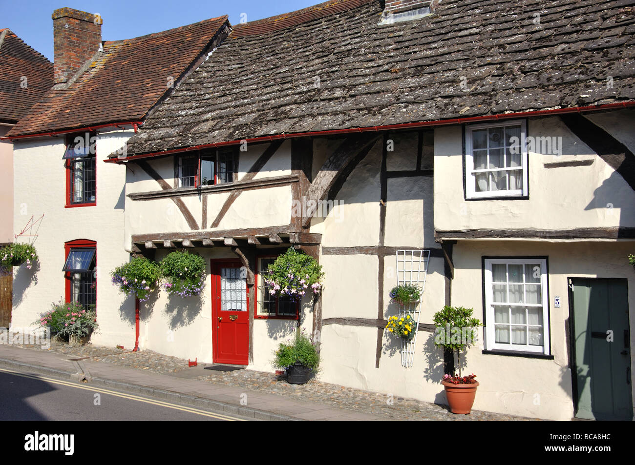 Gezimmerte Hütten, Church Street, Steyning, West Sussex, England, Vereinigtes Königreich Stockfoto