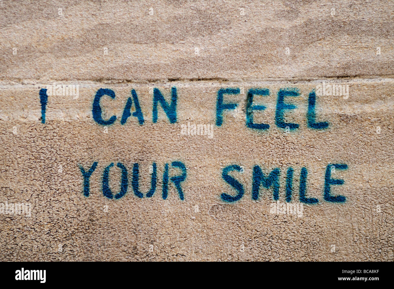 "Ich spüre dein Lächeln" Graffiti in Cambridge England UK Stockfoto