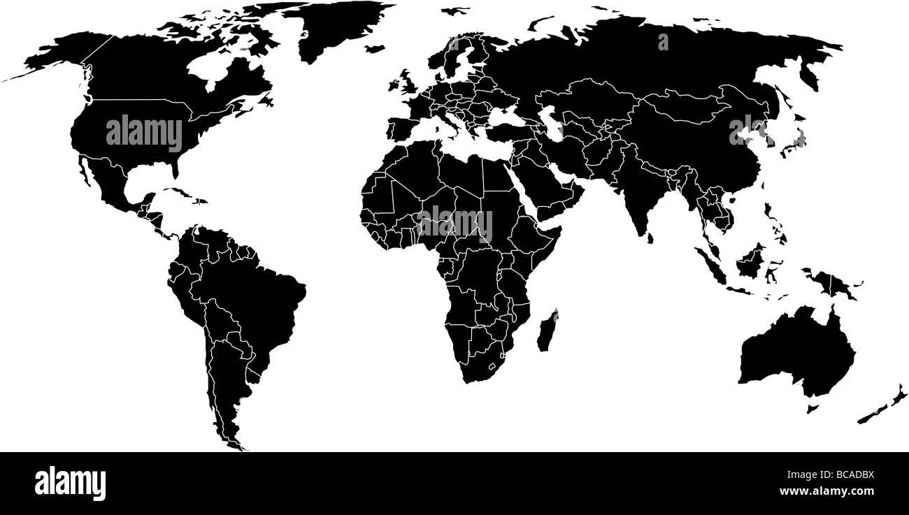Es gibt eine globale Karte der Welt Stockfoto