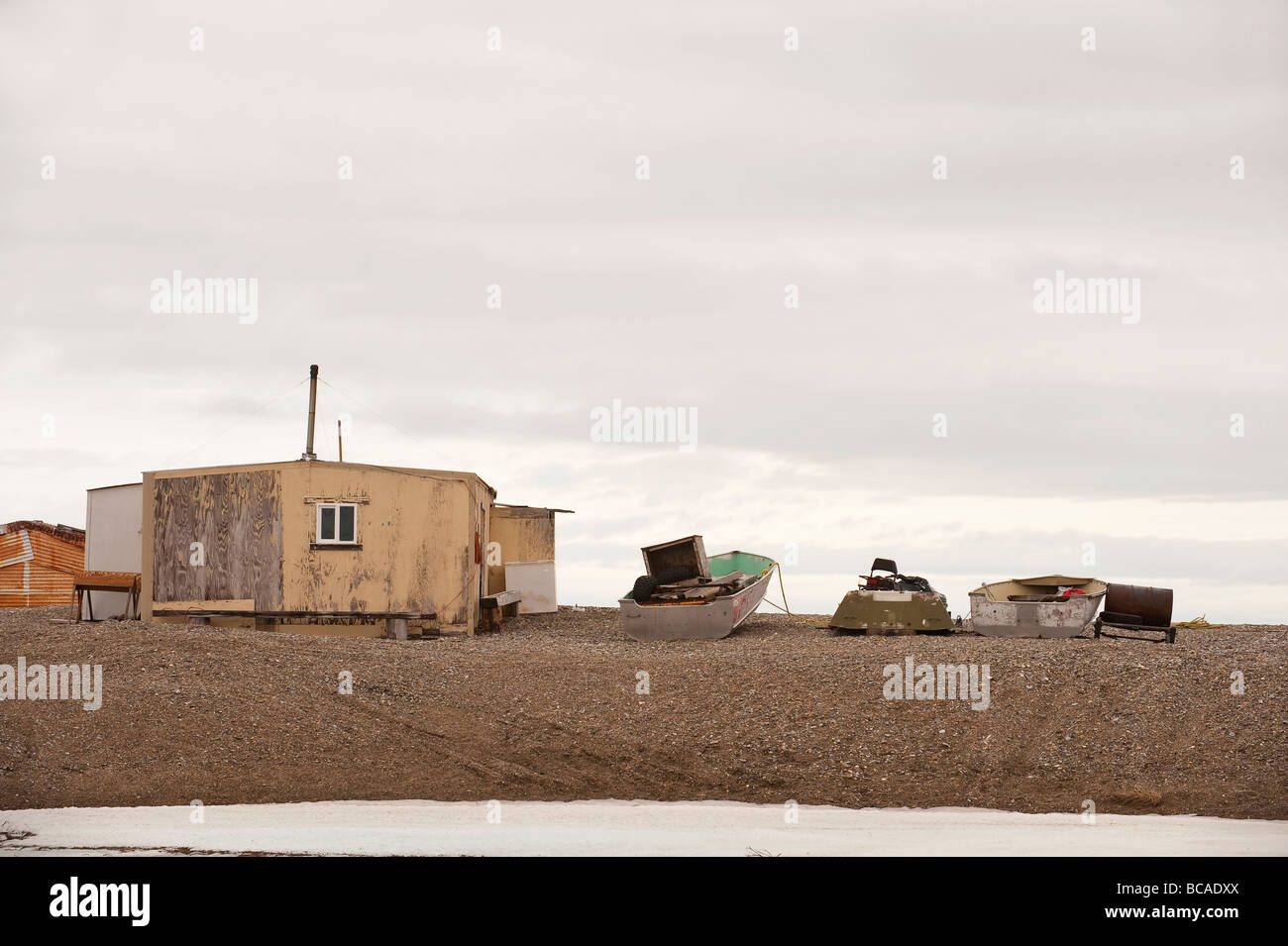 EIN ALASKA NATIVE WALE JAGEN OUTPOST WOOLLEY LAGUNE Stockfoto