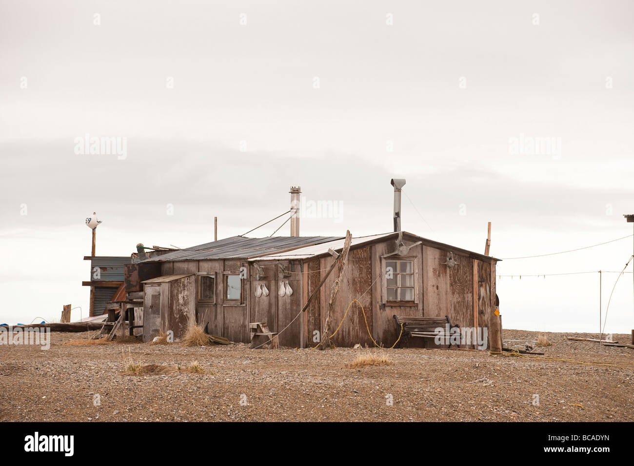 EIN ALASKA NATIVE WALE JAGEN OUTPOST WOOLLEY LAGUNE Stockfoto