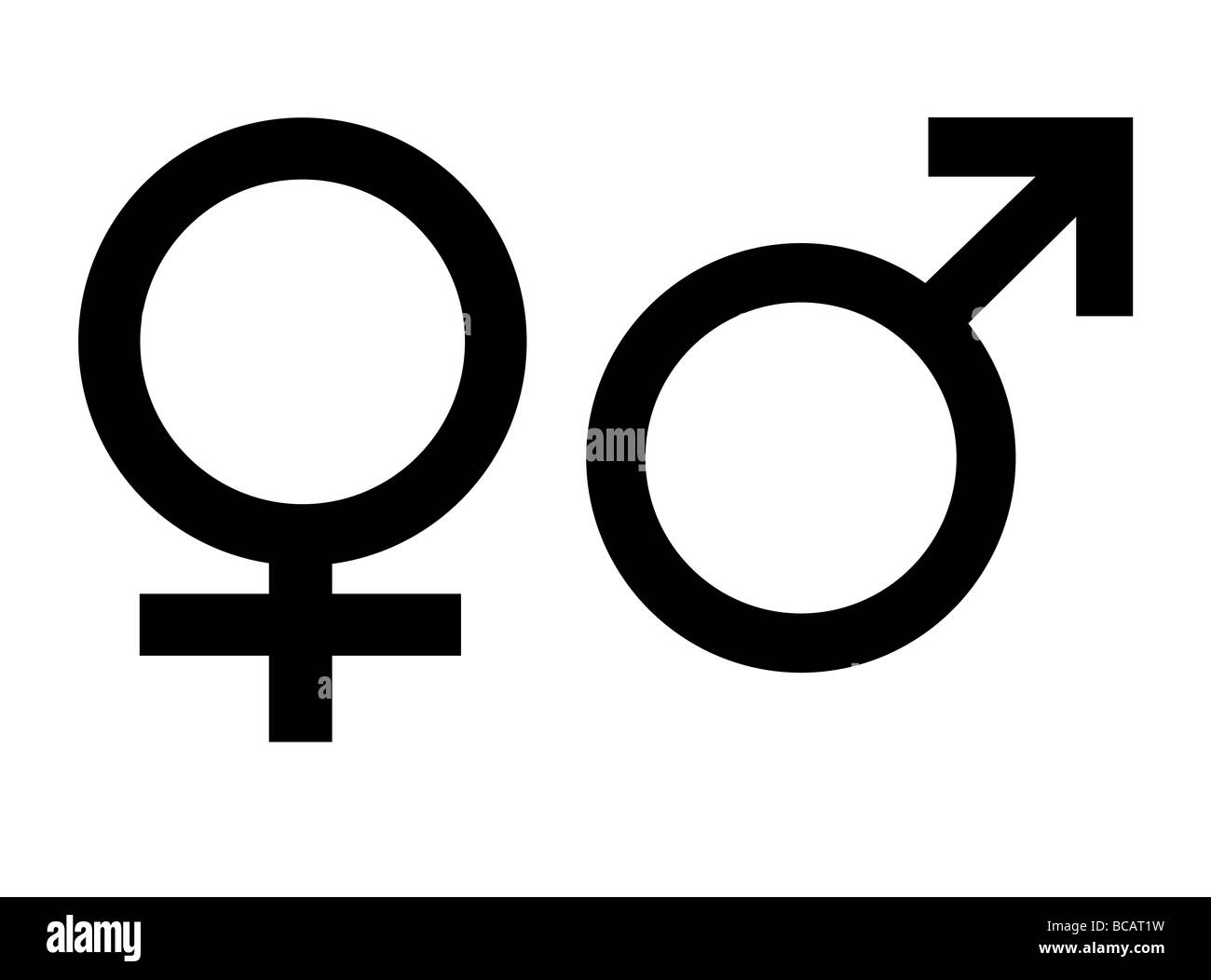 Männliche und weibliche Geschlecht Symbole isoliert auf weißem Hintergrund Stockfoto