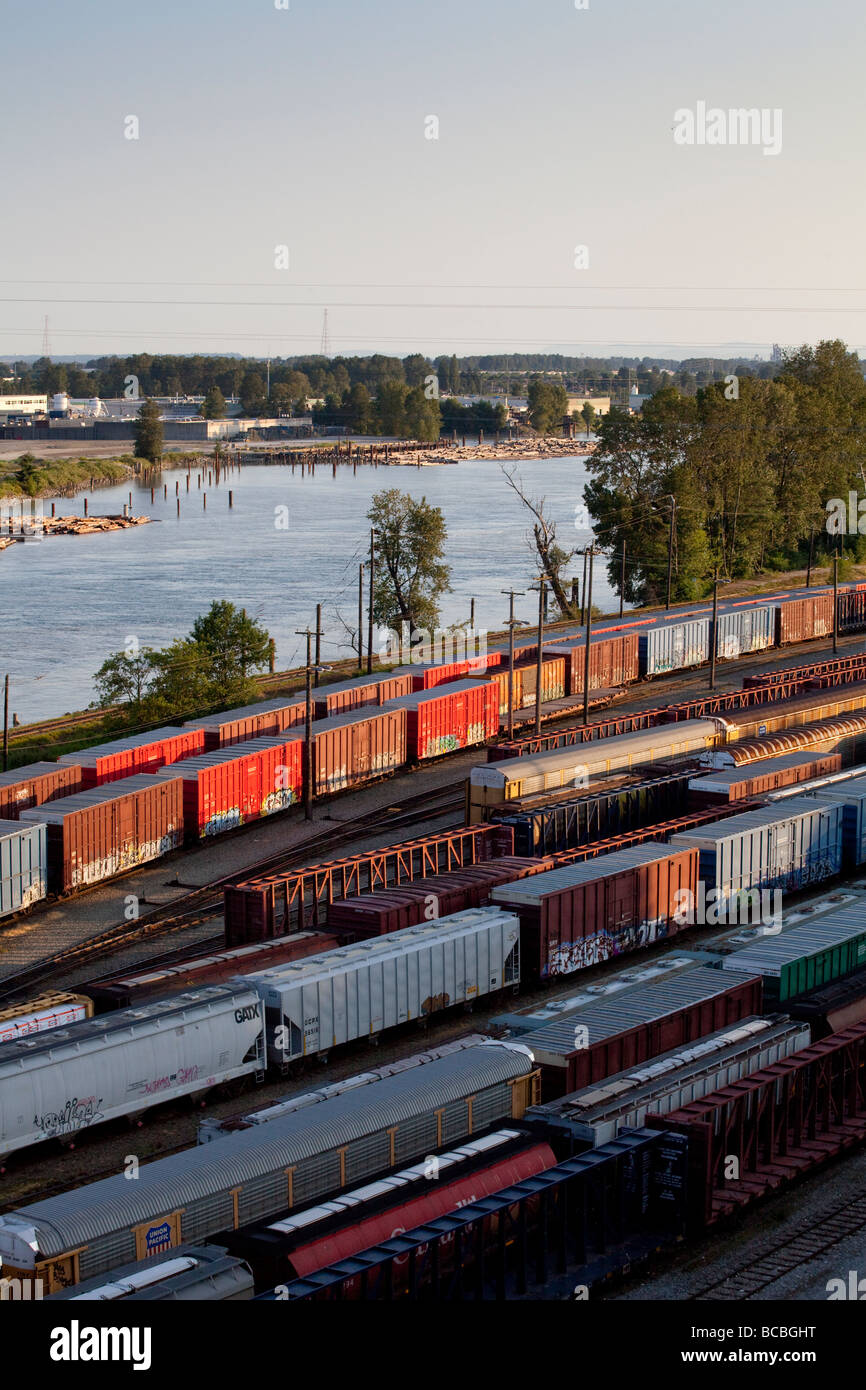 Güterwagen-Bahn Hof, New Westminster, British Columbia, Kanada Stockfoto