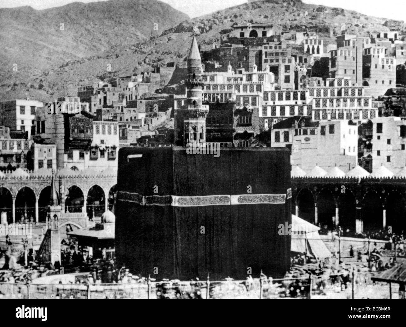 Saudi-Arabien historischen Pilger bei The Kaaba In der großen Moschee In Mekka Stockfoto