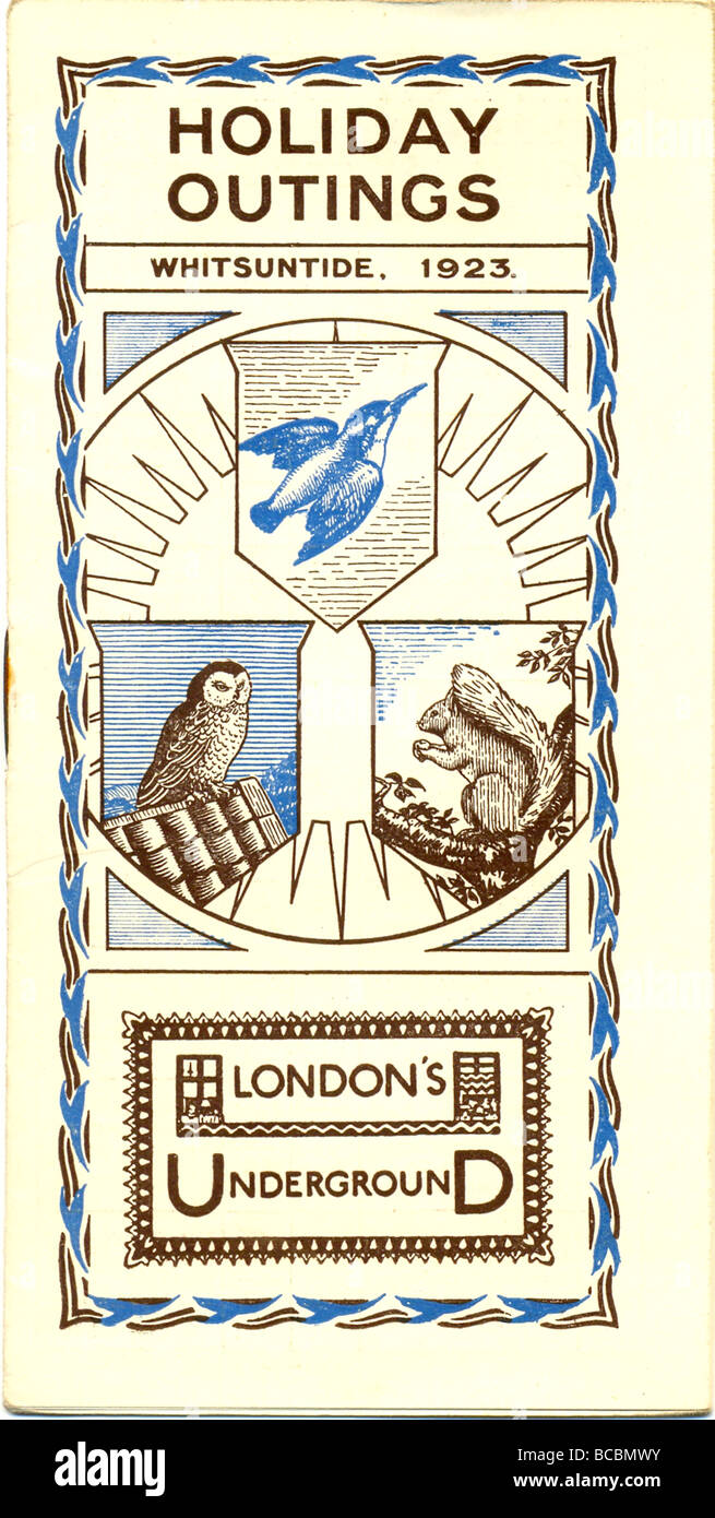 Merkblatt für Pfingsten Urlaub Ausflüge von Londons Underground 1923 veröffentlicht Stockfoto
