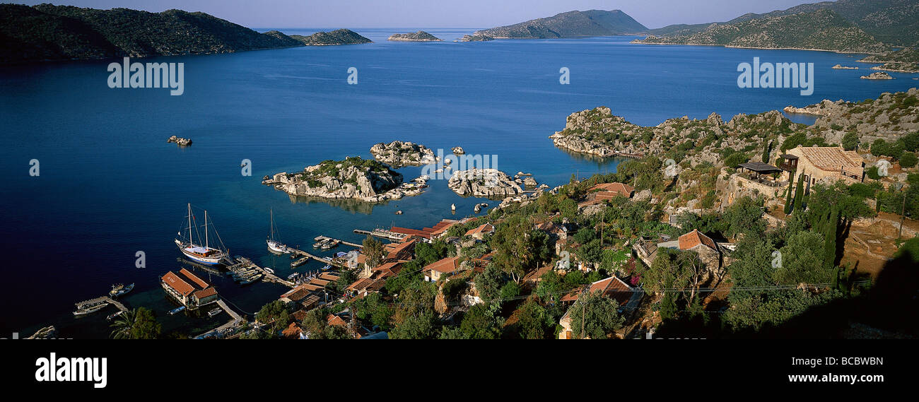 Türkei, Mittelmeer-Region, Lykien, Kekova Bucht, Festung von Simena Stockfoto