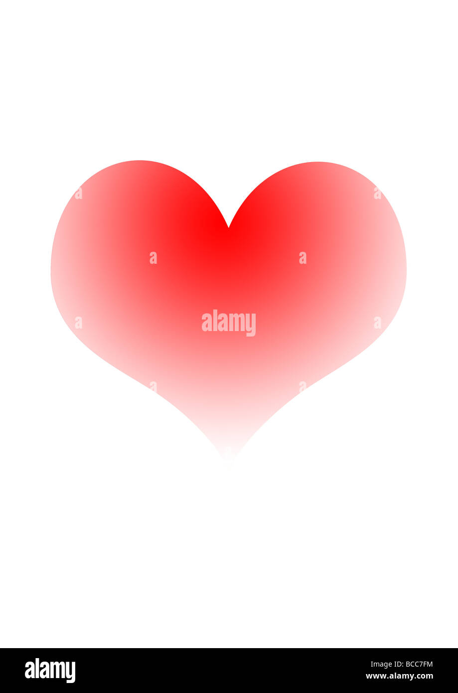 Rotes Herz isoliert auf weißem Hintergrund Stockfoto