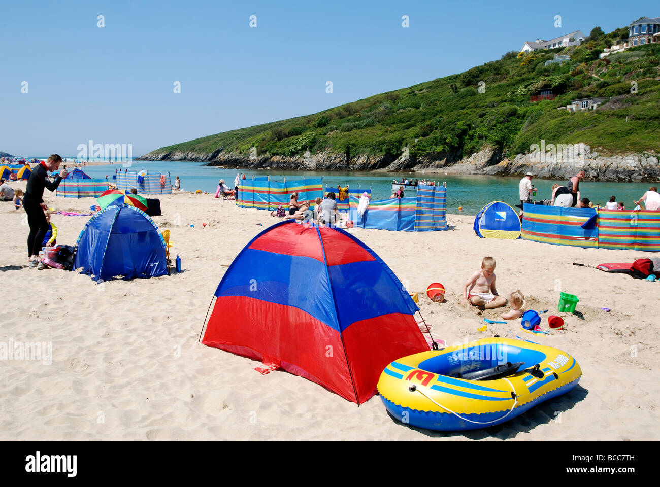 Sommer in Crantock Beach in der Nähe von Newquay in Cornwall, Großbritannien Stockfoto