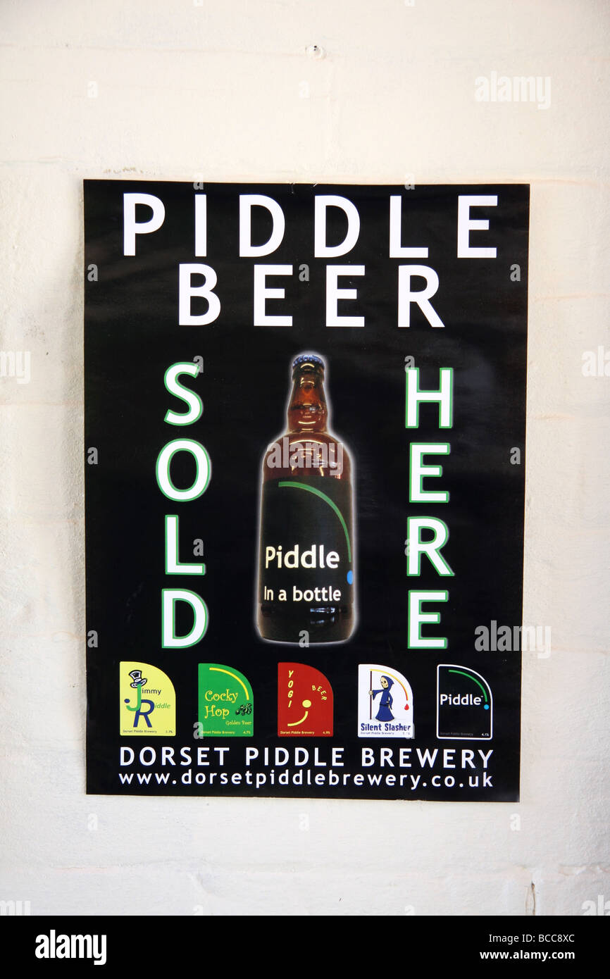 Werbeschild für Bier gebraut von pieseln Brauerei, Dorset, Großbritannien Stockfoto