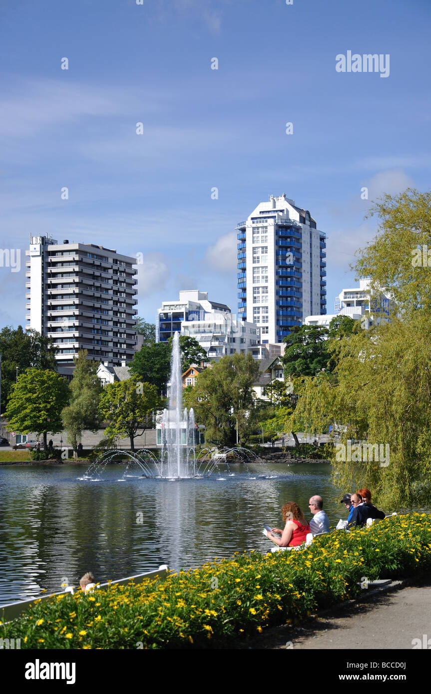 Breiavatnet See, Byparken, Stavanger, Rogaland, Norwegen Stockfoto