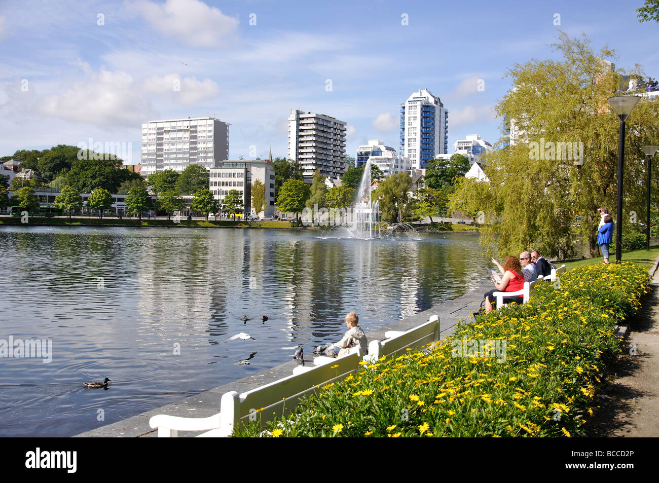 Breiavatnet See, Byparken, Stavanger, Rogaland, Norwegen Stockfoto