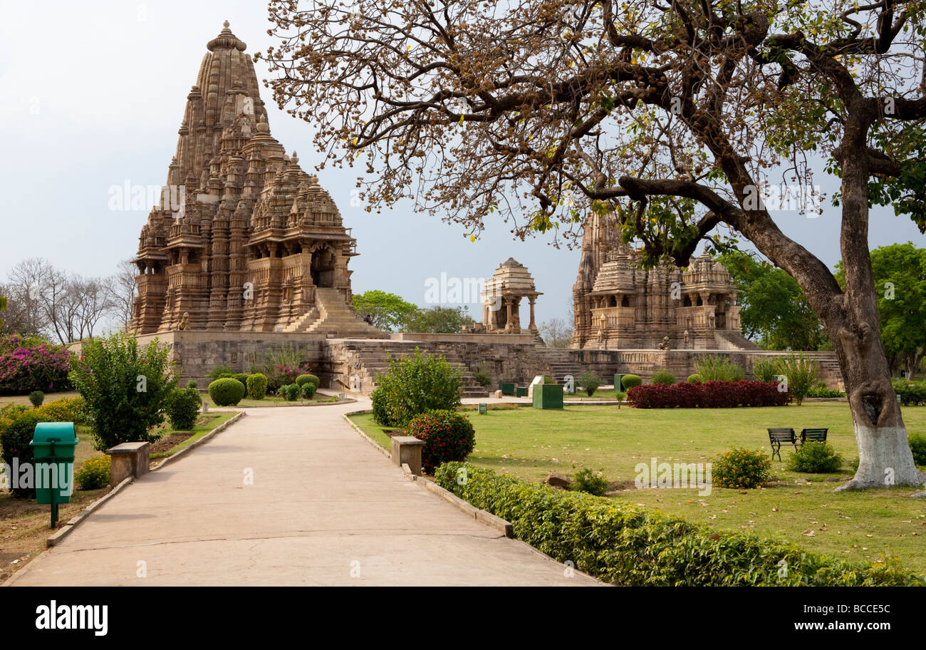 Hindu-Tempel in der antiken Stätte von Khajuraho nördlichen Madhya Pradesh, Indien Stockfoto