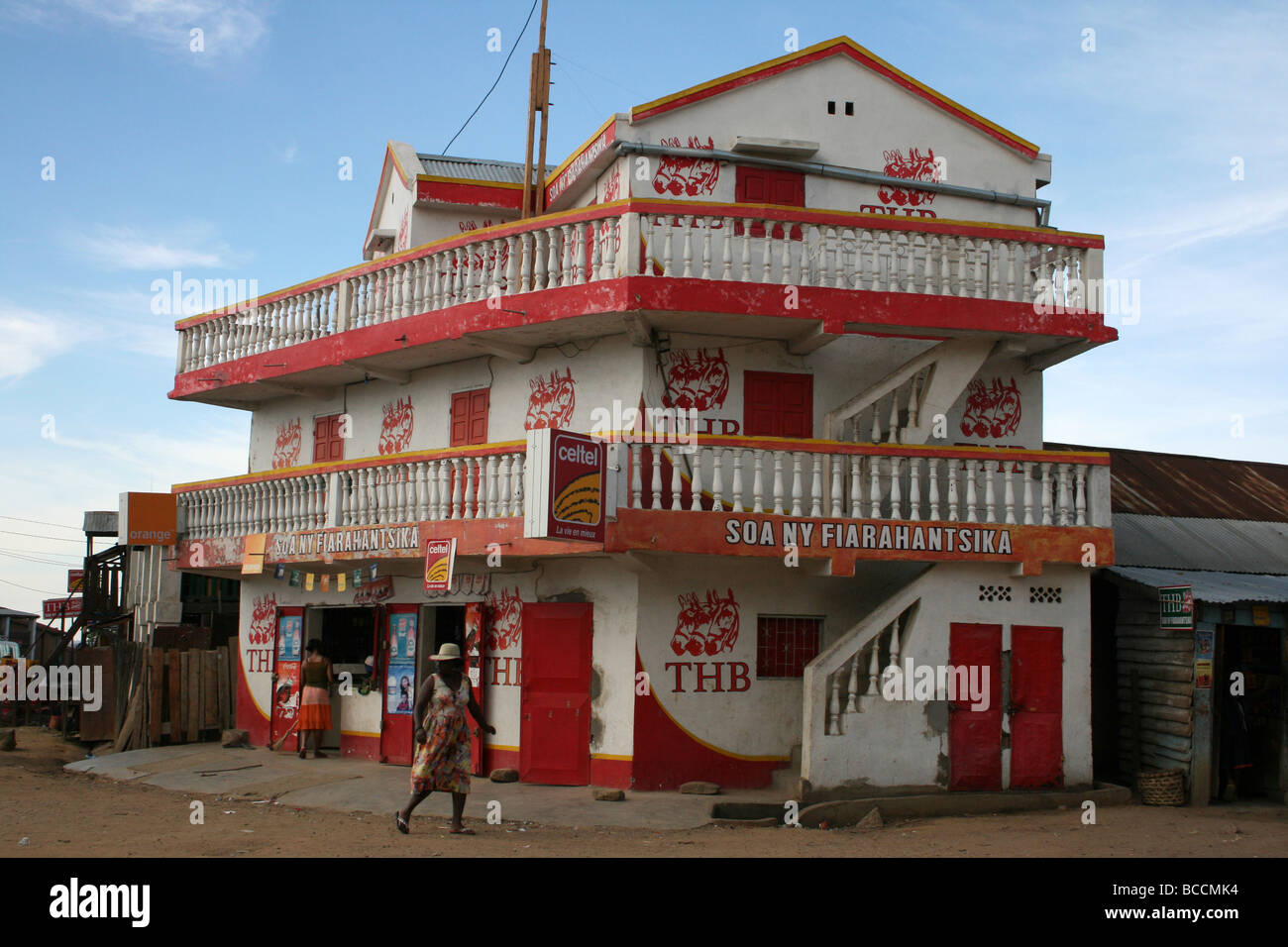 Traditionelle madagassische Hotel und Bar In Ranohira, Provinz Fianarantsoa, Madagaskar Stockfoto