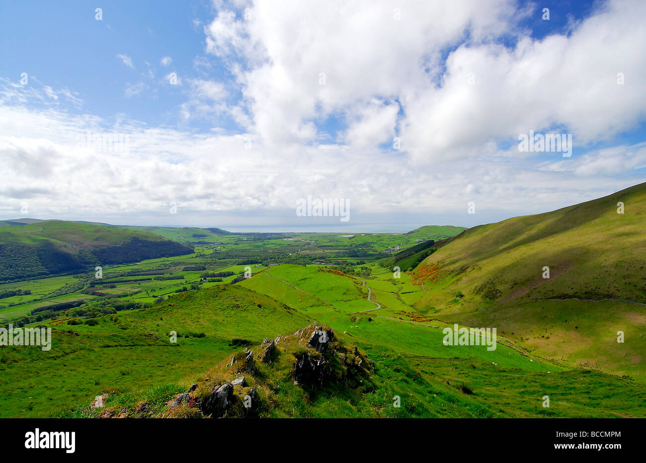 Auf der Suche nach Tywyn Gwynedd von Dysynni Valley Nord Wales UK Stockfoto