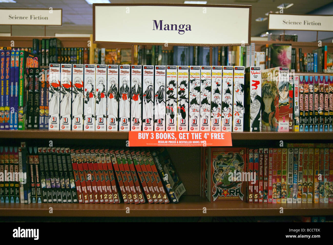Manga Bücher in den Regalen, Kapitel Bookstore, Coquitlam, BC, Kanada Stockfoto