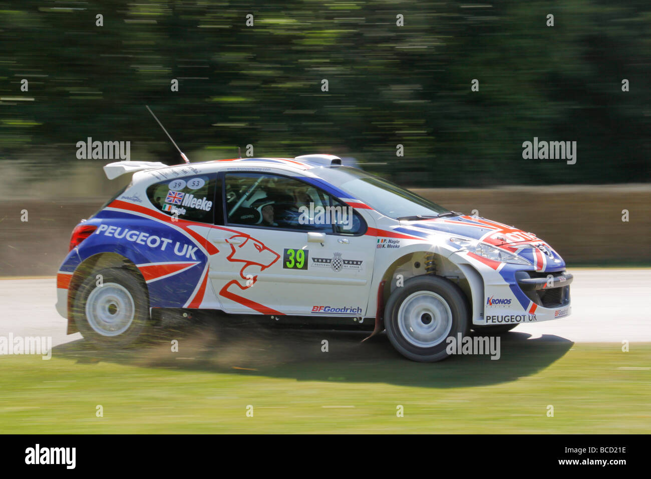 Peugeot 207 s200 angetrieben von Kris Meeke und co Fahrer Paul Nagle beim 2009 Goodwood Festival of speed Stockfoto