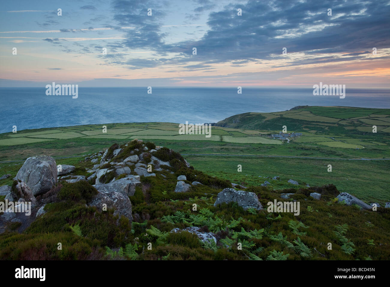 Sonnenaufgang am Carn Galver auf West Penwith Stockfoto