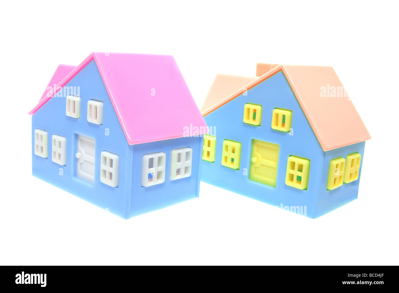 Kunststoff-Miniatur-Häuser Stockfoto