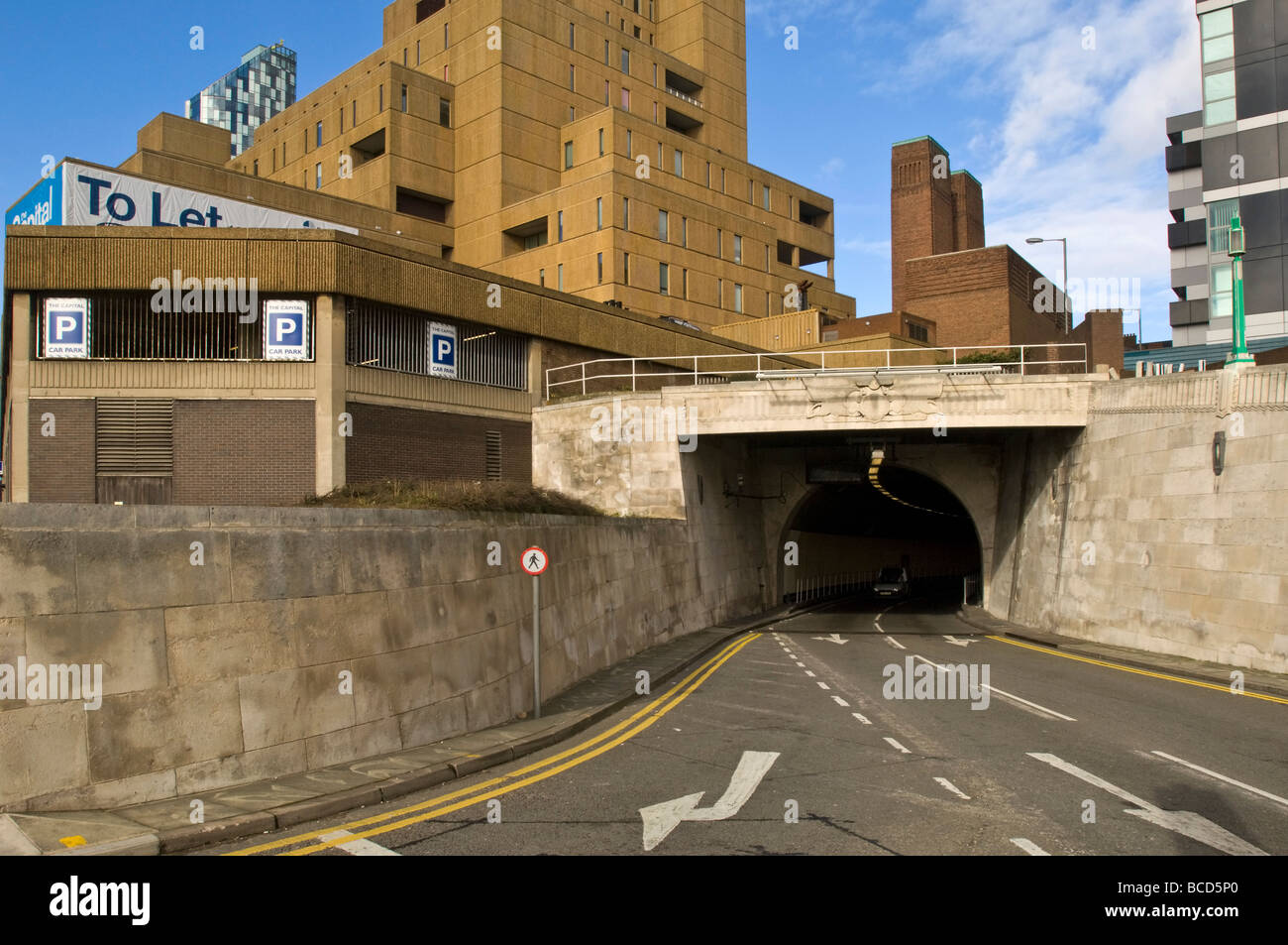 Dock Sporn Ausgang von den Queensway Mersey-tunnel Stockfoto