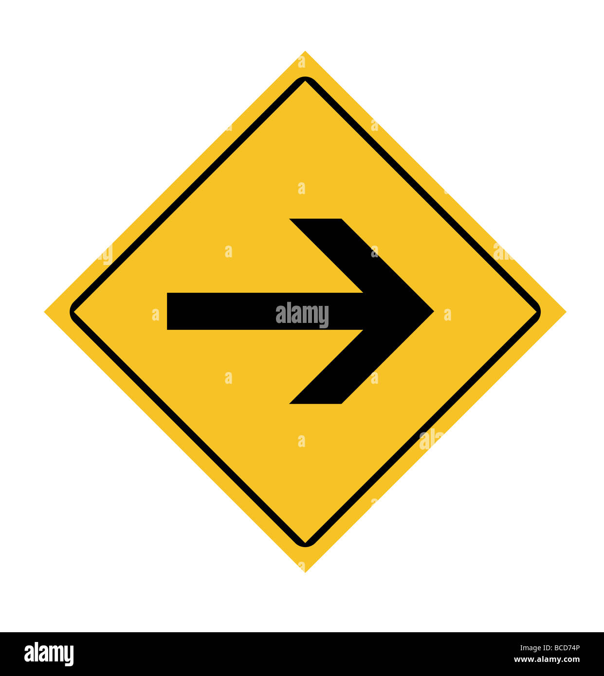 Verkehr-Schild mit Pfeil rechts abbiegen Stockfoto