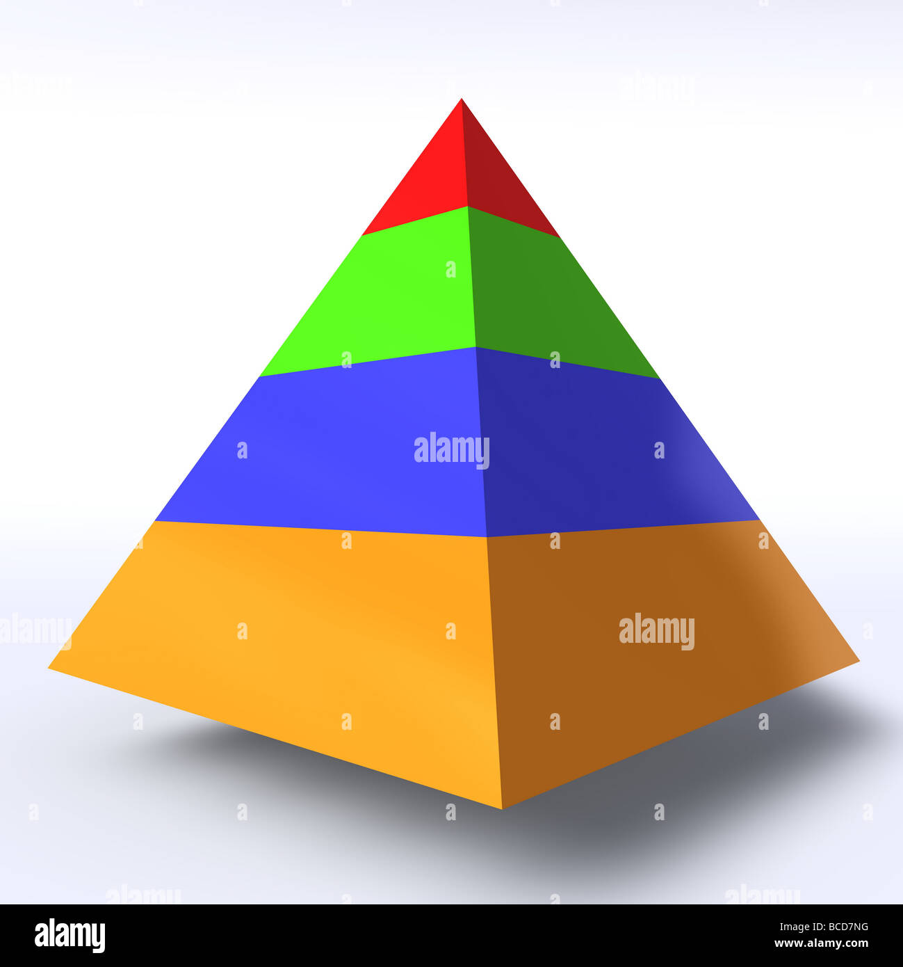 Mehrschichtige Hierarchie Pyramide Abbildung 3d farbig Stockfoto