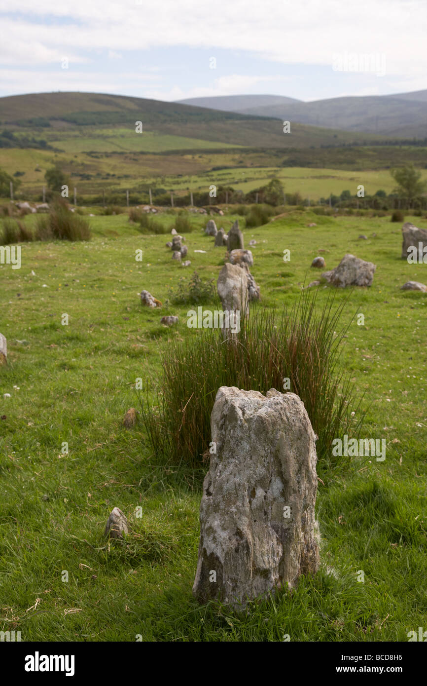 steinerne Ausrichtung auf Aughlish Stein Kreise Grafschaft Derry Londonderry Nordirland Vereinigtes Königreich Stockfoto