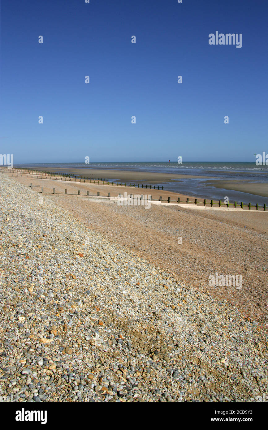 Der Kiesstrand an der Winchelsea, East Sussex, Großbritannien Stockfoto