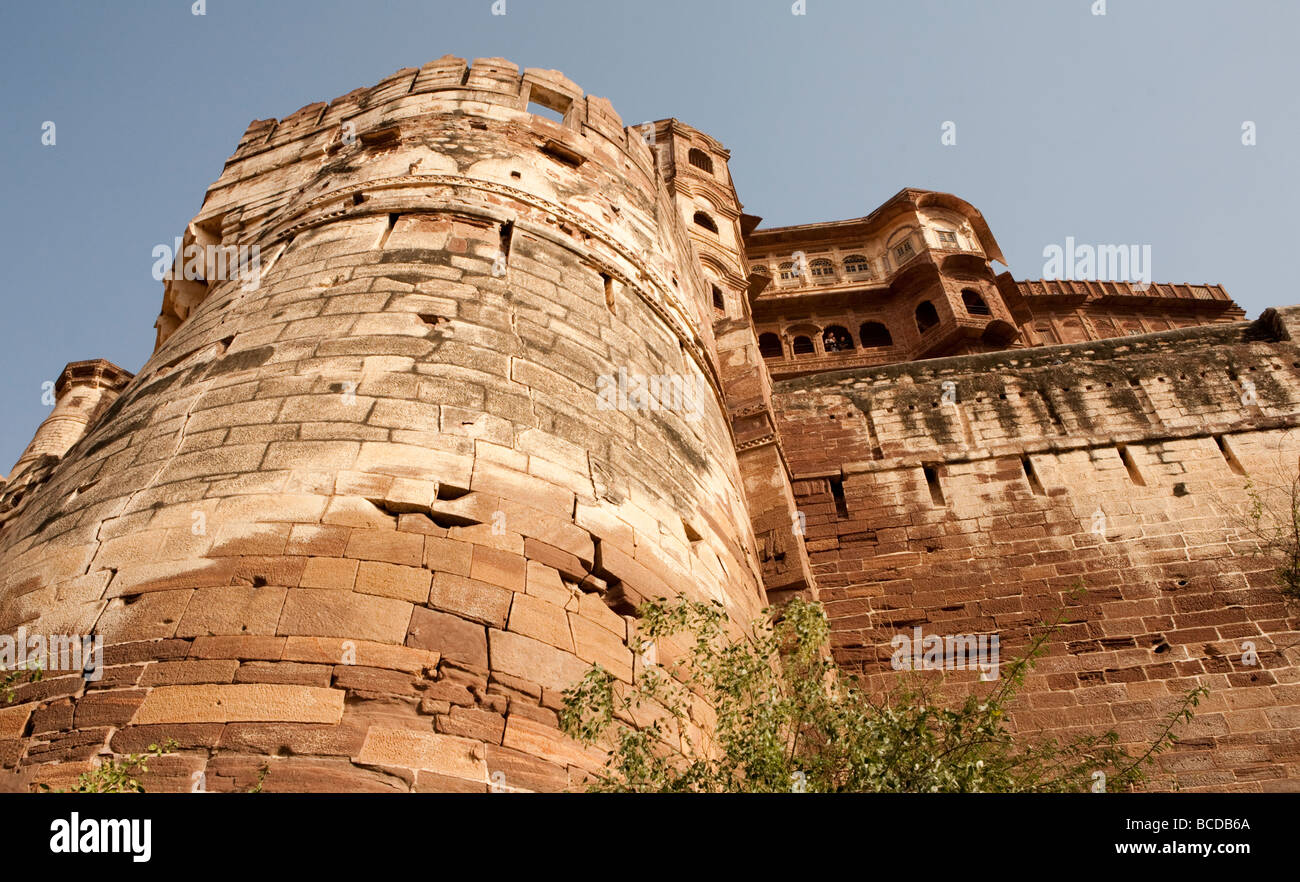 Hof im Inneren der Mehrangarh Fort Jodhpur Rajasthan Indien Stockfoto