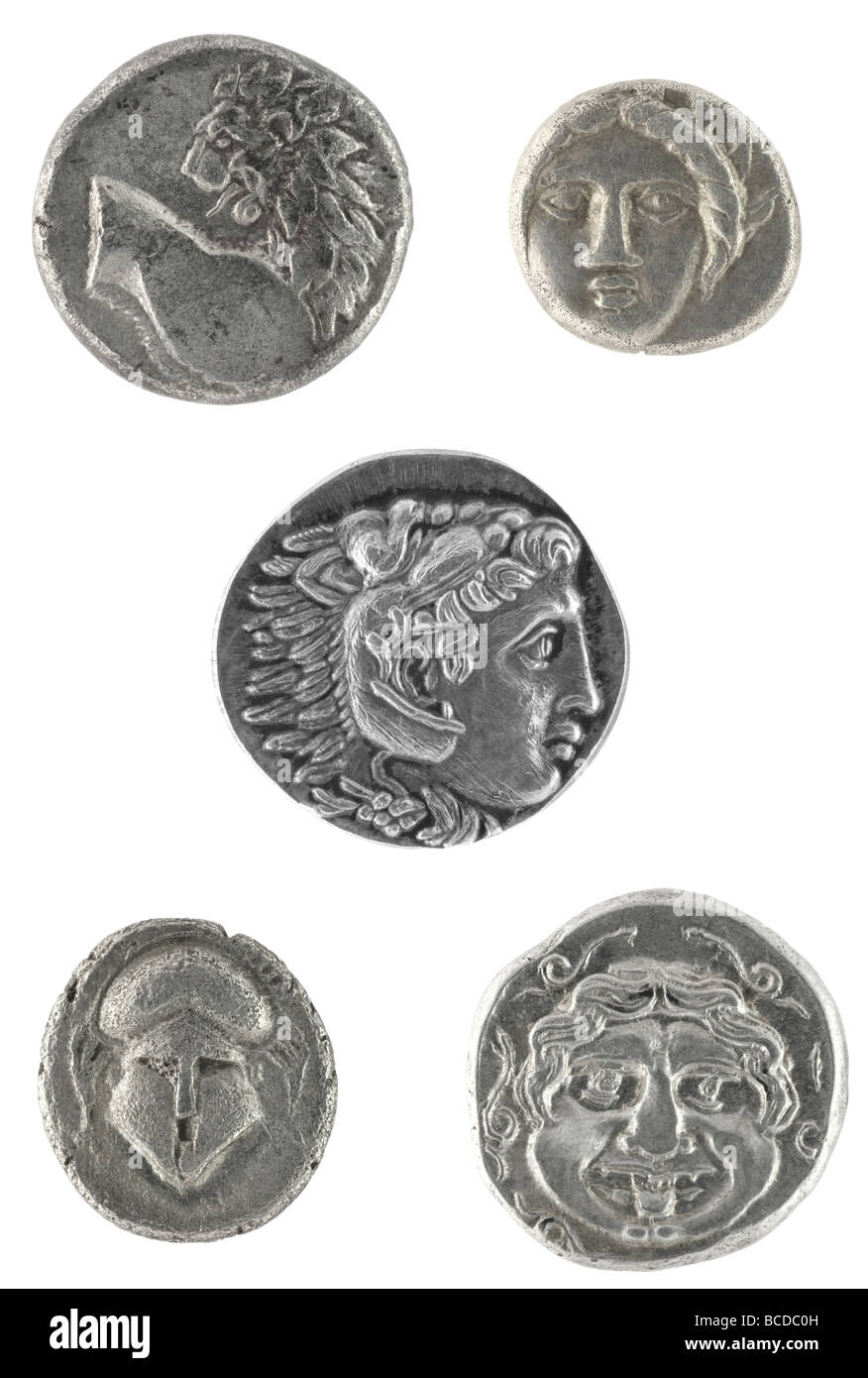 Antike griechische Münzen Stockfoto
