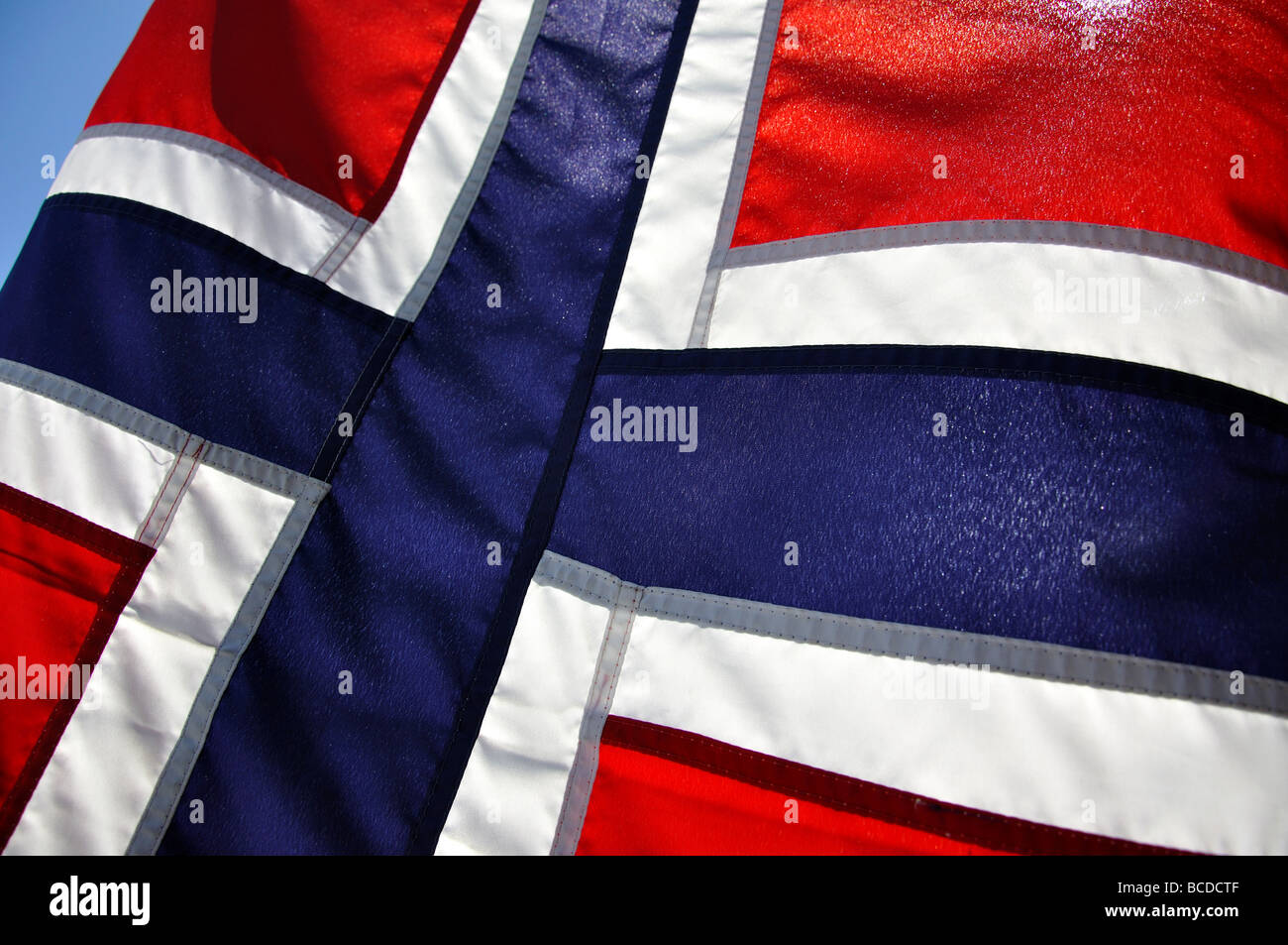 Norwegische Flagge, Lom, Innlandet County, Norwegen Stockfoto