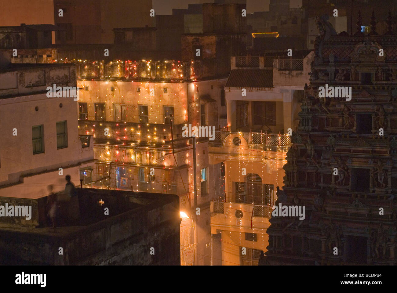 Diwali-fest (fest auf Licht und Feuerwerk) in Varanasi, Indien. Stockfoto