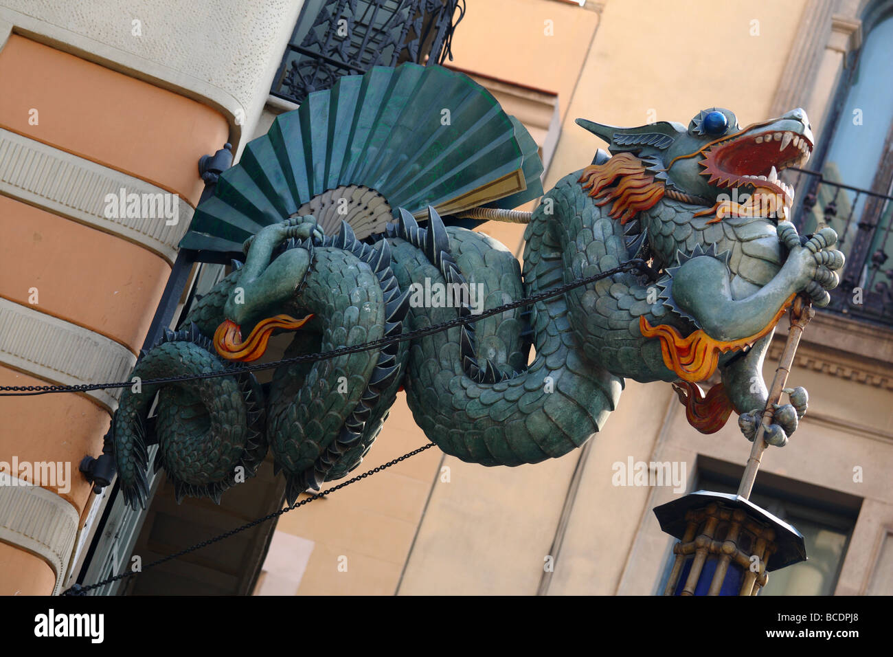 Dragon La Rambla Barcelona Catalunya Spanien Stockfoto