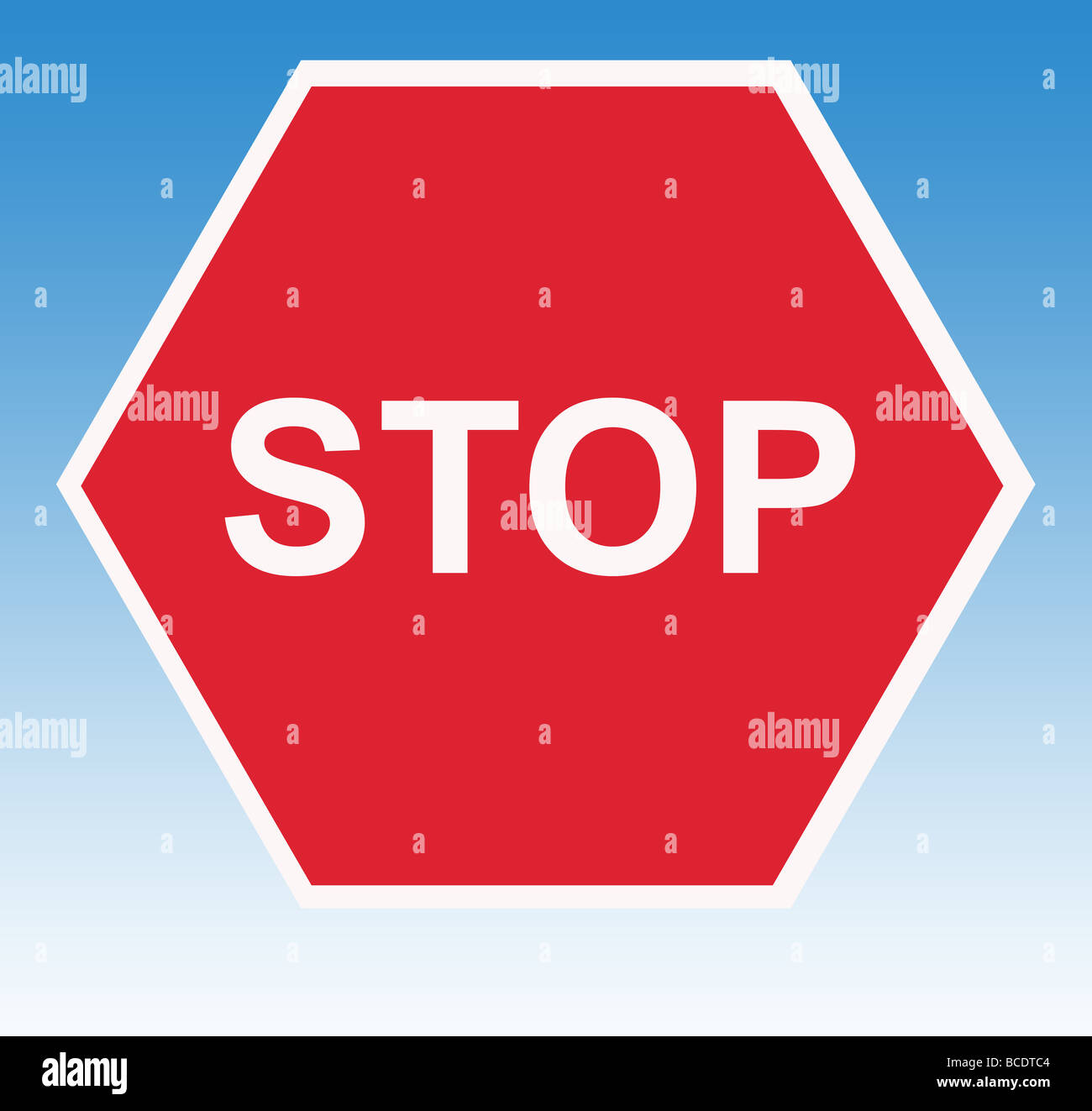 Rote Straße Verkehr Stoppschild isoliert auf weißem Hintergrund Stockfoto